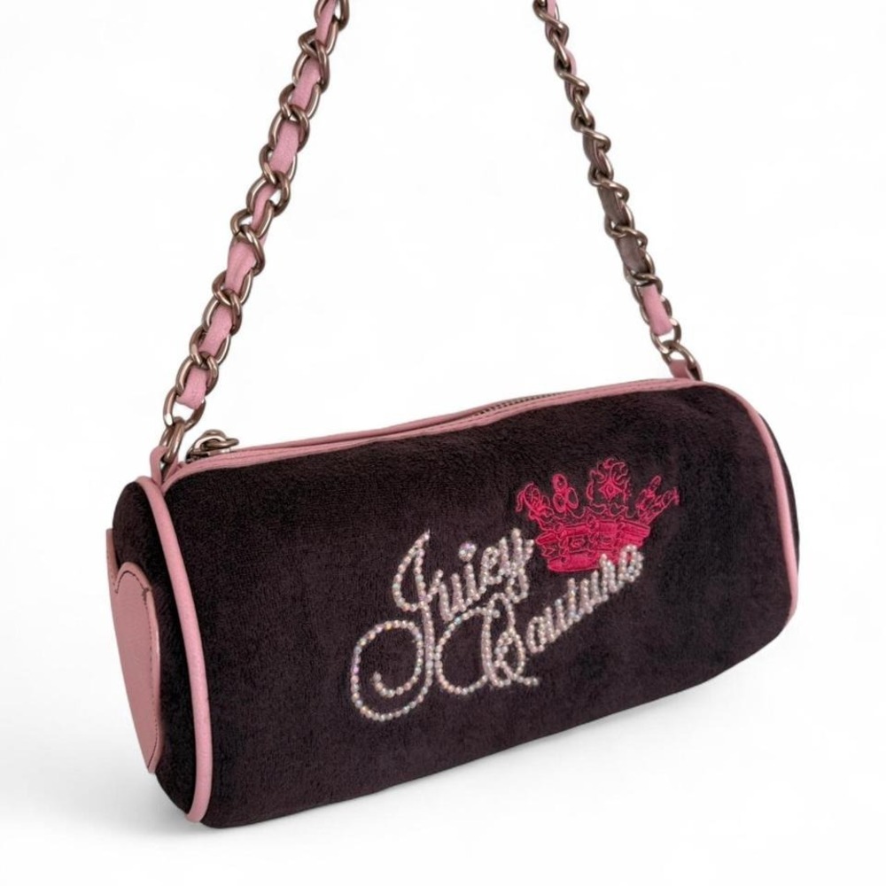 Y2K 2000s style Custom Juicy Couture‎ barrel bag with rhinestone details